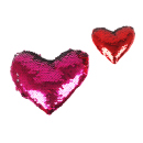 Pailletten - Herzkissen; 20 x 5  cm; rot und pink