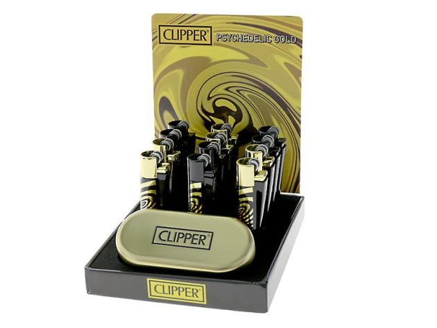 Clipper Metal Large PSYCHEDELIC GOLD inkl. Geschenkbox, 12er Display