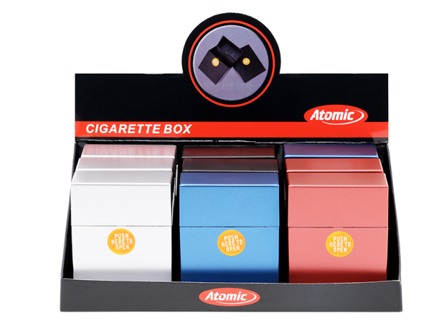 Zigarettenboxen "META" für 25 Zig.; 9er Display