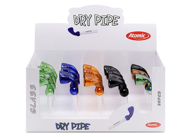 Glaspfeifen "Colorhead"; Länge. ca. 12 cm; 4 Farben sortiert; 20er Display