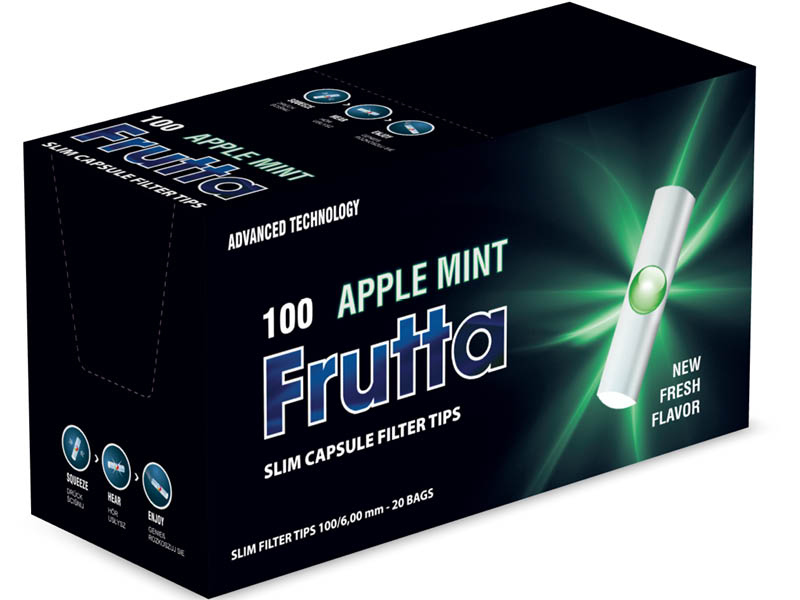Frutta Hülsen Mit Klick Capsule - Erdbeer-Aroma, 5 X 100 Stück, Filterhülsen 84 Mm