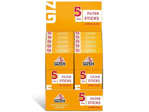 Gizeh Filter Sticks Extra Slim 5,3mm, 10 Boxes each 126 filters