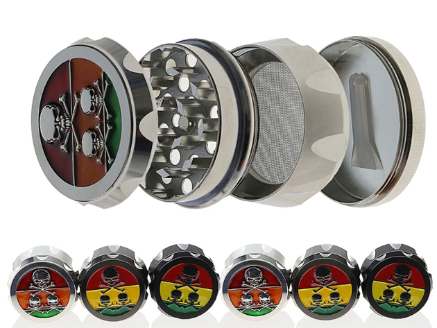 Grinder "Skulls", Metall; 3 versch. Motive & Farben; 55 x 41 mm; einzeln