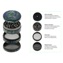 Grinder "Skulls" Metall, 6 versch. Motive; 4-tlg.; 52 x 35 mm; einzeln