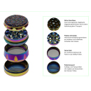 Grinder "Konfetti Glitter" Metall, 4-tlg.; regenbogenfarbig; 55 mm 41 mm