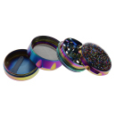 Grinder "Konfetti Glitter" Metall, 4-tlg.; regenbogenfarbig; 55 mm 41 mm