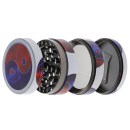 Grinder "Yin & Yang" Metall; 6 versch. Motive; 4-tlg.; 52 x 35 mm; einzeln