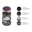 Grinder "Yin & Yang" Metall; 6 versch. Motive; 4-tlg.; 52 x 35 mm; einzeln