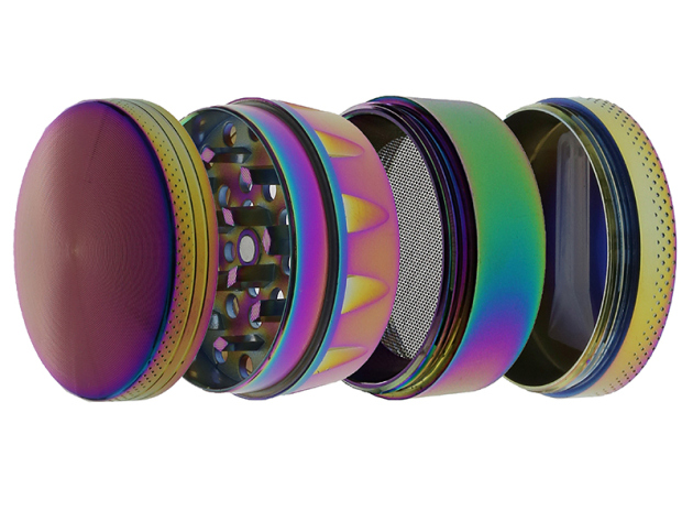 Grinder "Regenbogen Metallic"; 4-tlg.; 43 x 38 mm