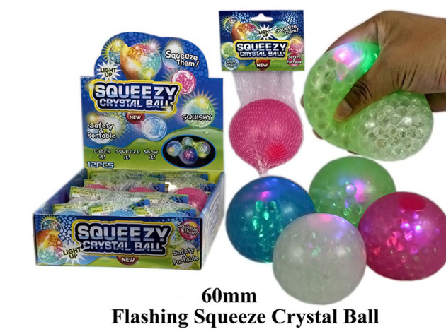 Squeezy Crystal Ball mit Licht; Ø 60 mm, 12er Display