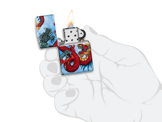 Zippo Feuerzeug „Dragon Eye“ – Winddicht, Aus Hochglanz-Chrom, Mit Smaragdgrünem Auge