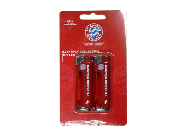Elektrofeuerzeuge "FC Bayern" Curly  rot mit LED; 2er Blister
