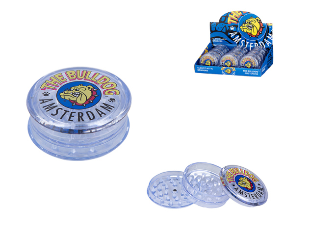 Grinder "Bulldog" 3-tlg. Ø 60mm, transparent, 12er Display
