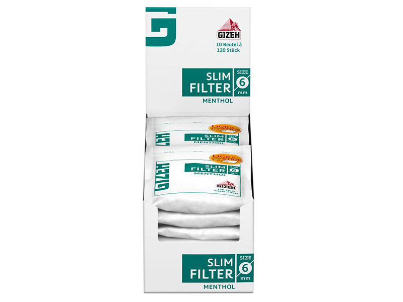 Wholesale Gizeh Slim Filter Menthol 10 bags each 120 filters
