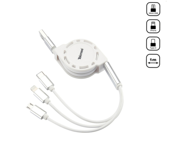 Tekmee Ladekabel USB auf USB-C, Micro-USB, Lightning 