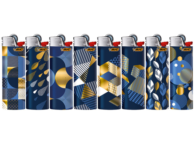 BIC Maxi J26 Reibrad Feuerzeuge "Gold Blau". 50er Display