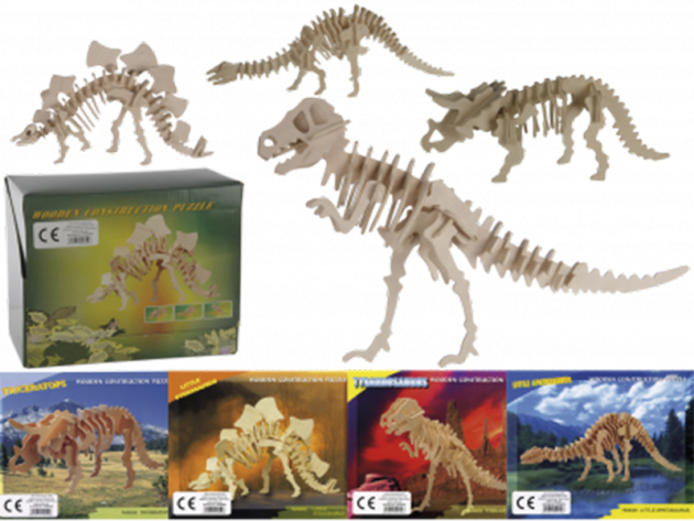 Naturholz-3D-Puzzle, Dinosaurierskelett I, 20er Display
