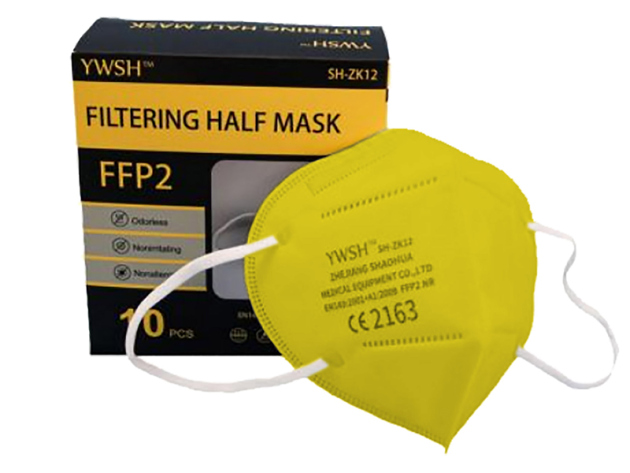 Mundschutz FFP2 Schutzmaske, Gelb, einzeln verpackt