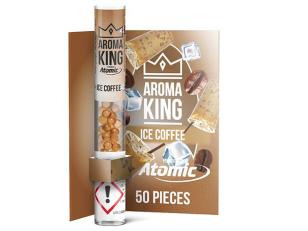 Aroma King Pen Applikator Aromakugeln "Ice Coffee" (Eiskaffee), Packung mit 50 Kugeln; nachfüllbar