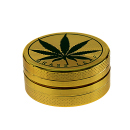 Grinder "Hanfblatt" gold; 3-tlg.; Höhe 1,75 cm; Ø 4 cm