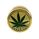 Grinder "Hanfblatt" gold; 3-tlg.; Höhe 1,75 cm; Ø 4 cm