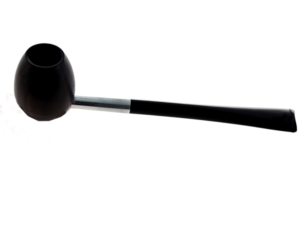 Pfeife "Style" Holz mit Metall, mit Kunststoffmundstück; Länge 15 cm