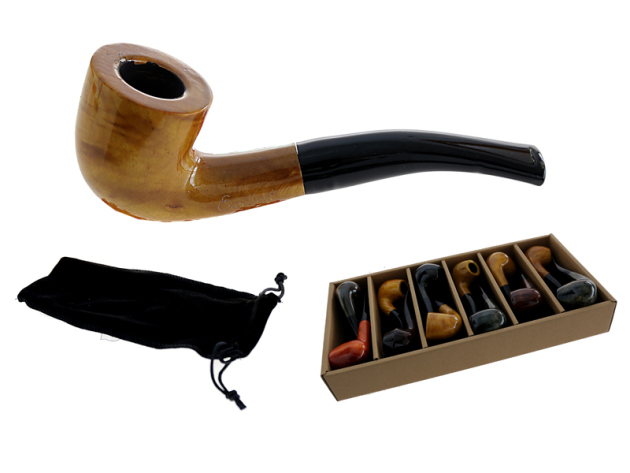 Pfeife "Excellent" braun u. schwarz mit Kunststoffmundstück, 9 mm Filter