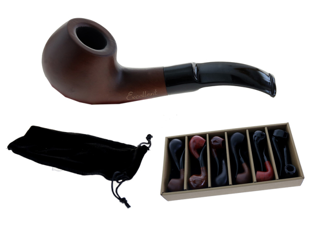 Pfeife "Excellent" braun u. schwarz mit Kunststoffmundstück, 9 mm Filter