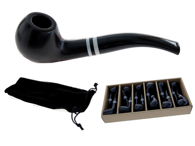 Pfeife "Excellent" schwarz, mit Kunststoffmundstück, 9 mm Filter