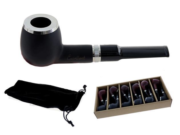 Pfeife "Excellent" mahagoni/schwarz, mit Kunststoffmundstück, 9 mm Filter