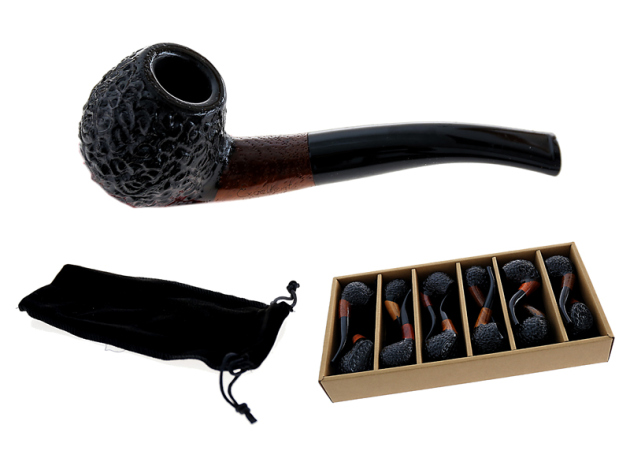 Pfeife "Excellent" braun-schwarz, mit Kunststoffmundstück, 9 mm Filter