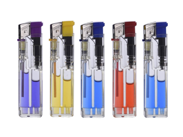 Elektrofeuerzeuge "Transparent mit farb. Gas" 50er Display