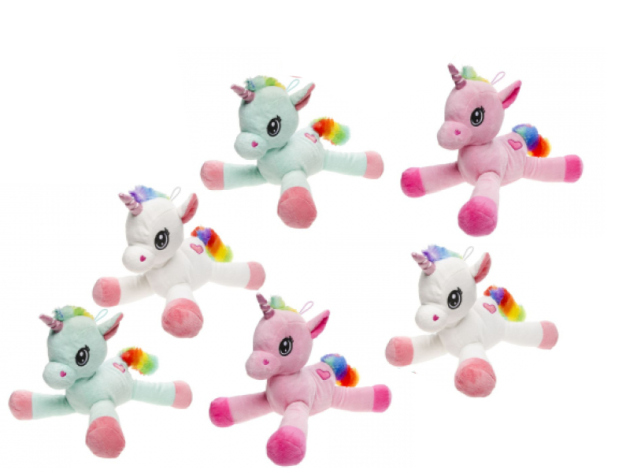 Plüsch Einhorn Regenbogen, ca. 22 cm x 29 cm, 6er Display, sortiert
