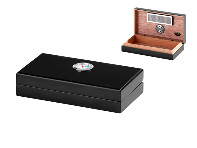 Humidor "Holz" für Zigarren, schwarz  19,8x10,9x4,3cm