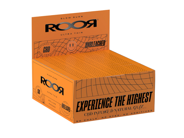 RooR Rolling Paper - Slim - unbleached; Display mit 50 Heftchen á 32 Blatt