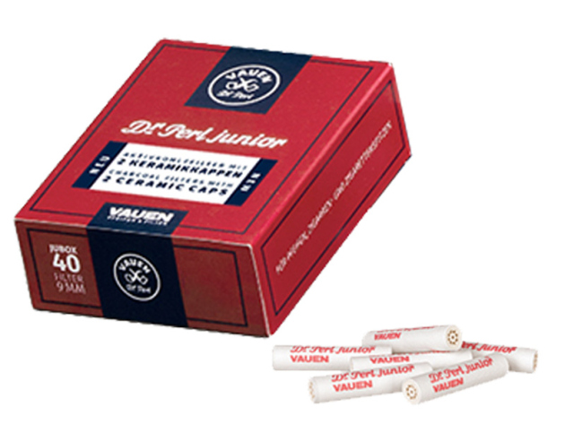 Vauen Pfeifenfilter Dr. Perl Junior - 40er Packung - Aktivkohlefilter mit 2 Keramikkappen; 9mm