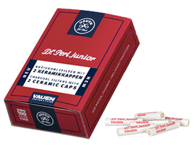 Vauen Pfeifenfilter Dr. Perl Junior Aktivkohlefilter mit 2 Keramikkappen; 9mm, 100er Packung