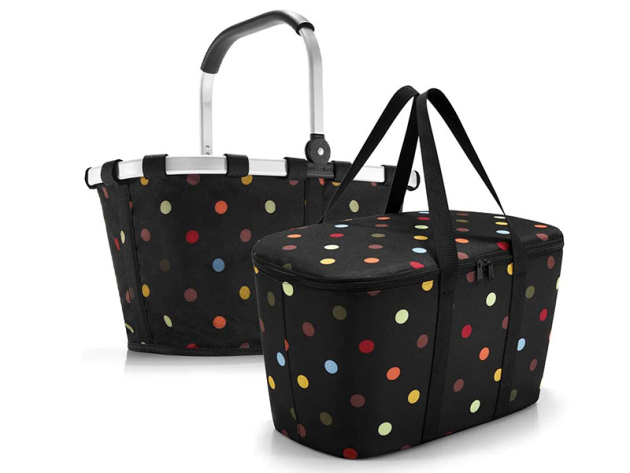 Reisenthel Einkaufskorb und Kühltasche; schwarz mit bunten Punkten; SET, UVP: 82,90 Euro