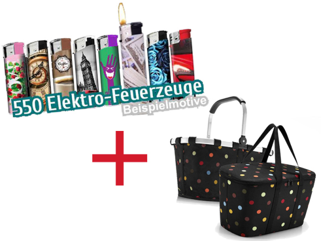 Aktion 550 Elektrofeuerzeuge + Reisenthel Einkaufskorb und Kühltasche SET