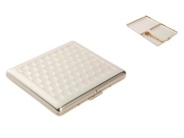 Zigarettenetui "Waben" für 9 Zig., mit Spange, gold*