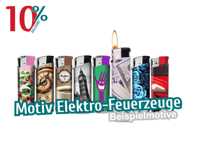 10% auf alle Elektrofeuerzeuge *bezieht sich auf den Grundpreis