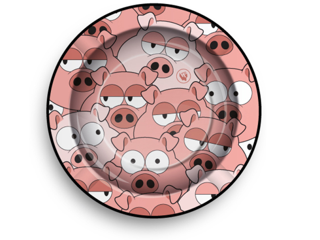 Aschenbecher "Mixed Pattern Pigs" aus Metall, Ø 14 cm