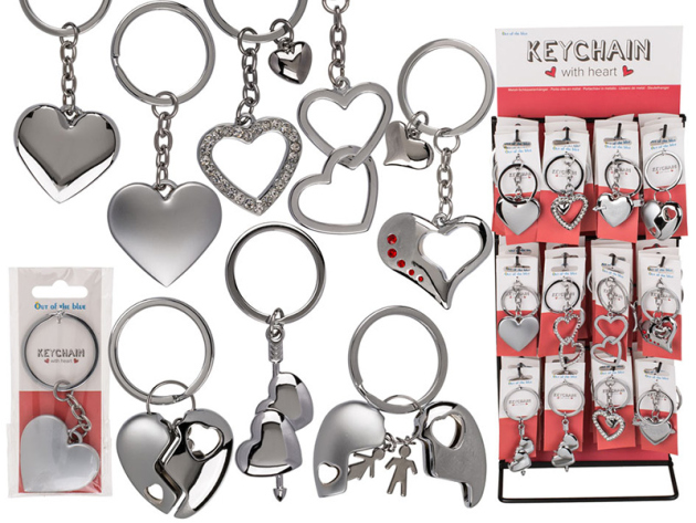 Metall-Schlüsselanhänger "Herz" 8-fach sort., 48er Display
