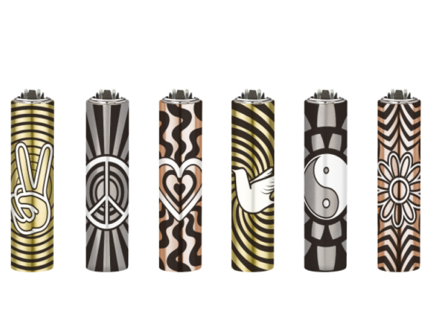 Clipper Cover PEACE SYMBOLS, Micro Metal, 30er Display