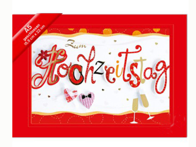 Grußkarte "Hochzeitstag" A5 Doppelkarte; 5er Pack
