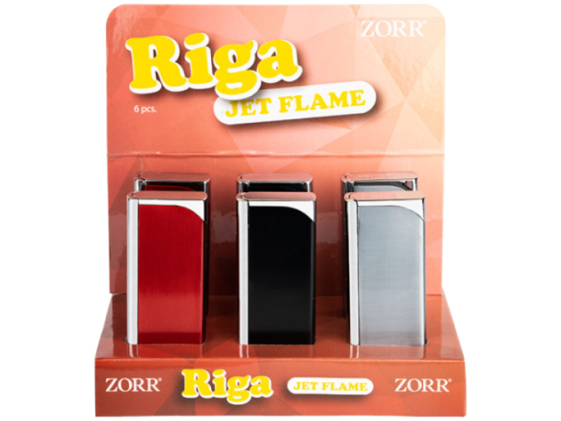 Metallfeuerzeuge "Riga" Jet-Flame, 6er Display