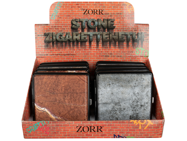 Zigarettenetui Display 8x "Stone" mit Gummiband, für 20 Zig.