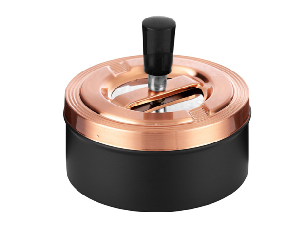 Drehaschenbecher "Angelo" schwarz matt/kupfer, Ø 11cm