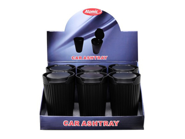 Autoaschenbecher "Linien" schwarz; 6er Display