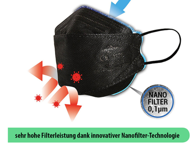 Mundschutz FFP2 3D Nanofilter, schwarz; einzeln